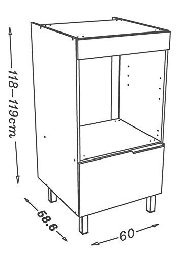 Berlioz Creations Mueble de Media Columna para Horno empotrable, 60 cm, Madera de ingeniería, Rojo Brillante, 60 x 118 x 60 cm