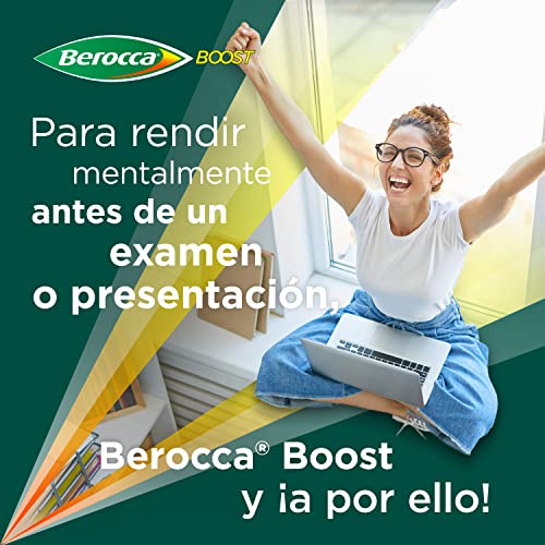 Berocca Boost Complejo de Vitaminas y Minerales con Cafeína y Guaraná Natural, para una Ayuda Rápida en el Rendimiento Mental y Físico, 2 X 30 Comprimidos Efervescentes