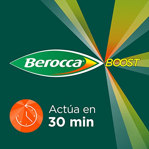 Berocca Boost Complejo de Vitaminas y Minerales con Cafeína y Guaraná Natural, para una Ayuda Rápida en el Rendimiento Mental y Físico, 30 Comprimidos Efervescentes