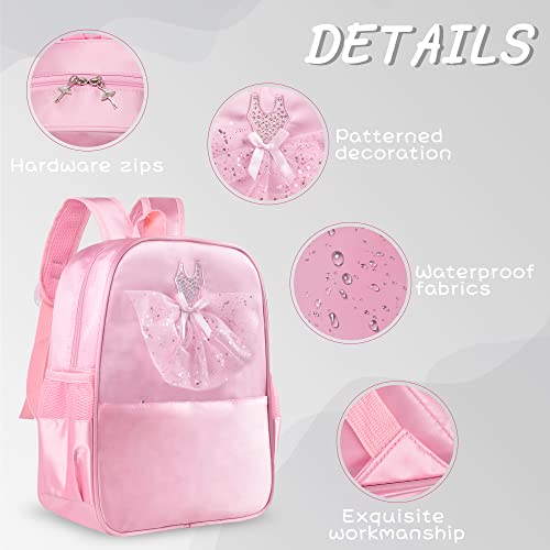 besbomig Bolsa de Ballet para Niñas Bolso de Deporte Gimnasia Grande Hombro Bandolera de Baile Princesa Mochila de Danza para Infantil Chicas de 6-12 Años Rosa