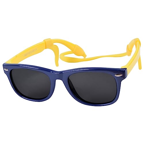 besbomig Clásicas Gafas de Sol Polarizadas para Niño Niña con UV 400 Protección Montura Rectangular y Flexible Gafas de Sol Infantiles para Niños de 3 a 12 Años