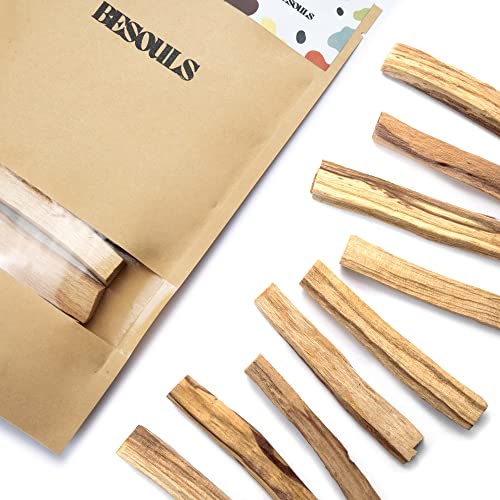 BESOULS - Palo Santo Incienso Natural XL Premium de PERÚ - (5/7ud). - QR Contenido Digital Incluido - Madera Sagrada - 100% Natural y sostenible - Palo Santo para Quemar 50 GR (5/7 ud.)