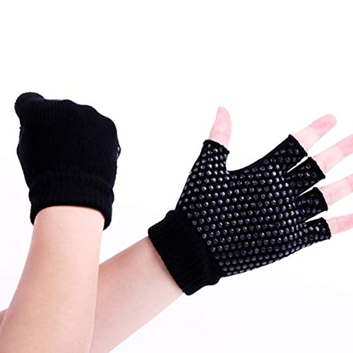 BESPORTBLE 1 Pair Non- Slip Half Finger Knit Gloves Exercise Yoga Accessories Workout Gloves Yoga Gloves for Fitness (Black)