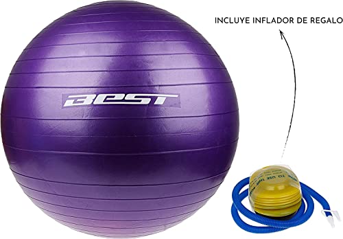 BEST P&F POWER & FITNESS Pelota de Pilates Best de 65 cm con Inflador. Pelota de Ejercicio Antigolpes, Antideslizante, Resistencia, Estabilidad para Yoga, Fitness, Gimnasio, Deporte