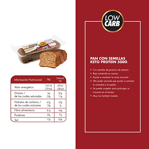 Bestdiet Pan de Molde Proteico Keto Sin Azucar Añadido, Rico en Fibra y Proteínas, con Semillas, Pack 3 barras de 500g