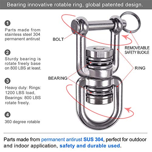Besthouse Teniendo Tarea Pesada Ganchos de Techo, Rotación de 360 °, Accesorio para Colgar Dispositivos Rotativos más Seguro, Yoga, Hamacas, Sillón Colgante, Sacos de Boxeo, Capacidad 346Kg