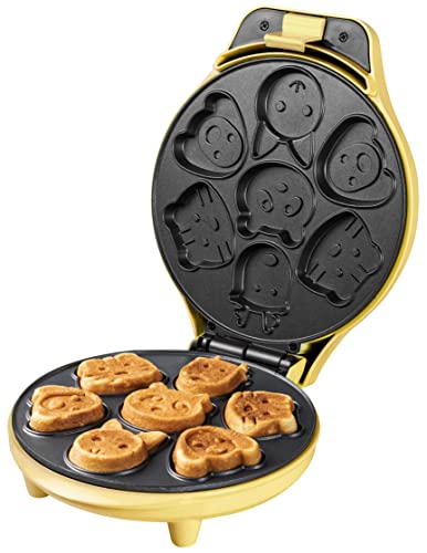 Bestron Gofrera para Mini-Cookies, Mini-Galletera con Motivos de Animales, Gofrera para Mini-Galletas, con Almohadilla para Hornear y Revestimiento Antiadherente, 700 W, Color: Amarillo