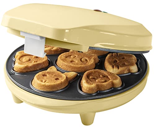 Bestron Gofrera para Mini-Cookies, Mini-Galletera con Motivos de Animales, Gofrera para Mini-Galletas, con Almohadilla para Hornear y Revestimiento Antiadherente, 700 W, Color: Amarillo