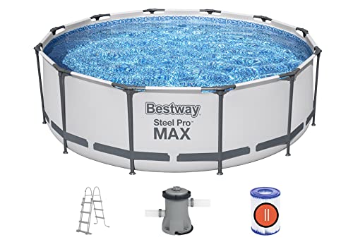 BESTWAY 56418D - Piscina Desmontable Tubular Steel Pro Max 366 x 100 cm, con Depuradora Cartucho 2.006 L/H y Escalera