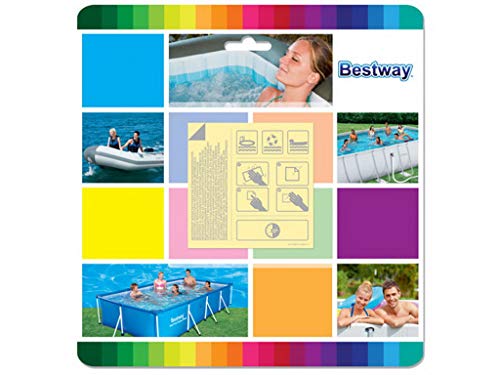 BESTWAY 62091 - Kit de Reparación Parche Adhesivo Extra Fuertes para Uso Bajo el Agua Para Hinchables y Piscinas Desmontables Paquete 10 Unidades 6,35x6,35 cm