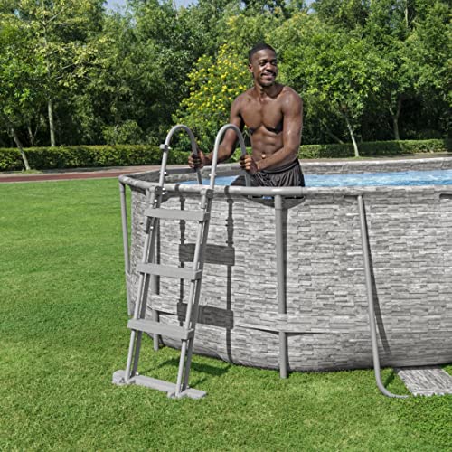 Bestway Escalera de Seguridad para Piscina Flowclear™ 139 x 71 x 106.7 cm, metal, gris.