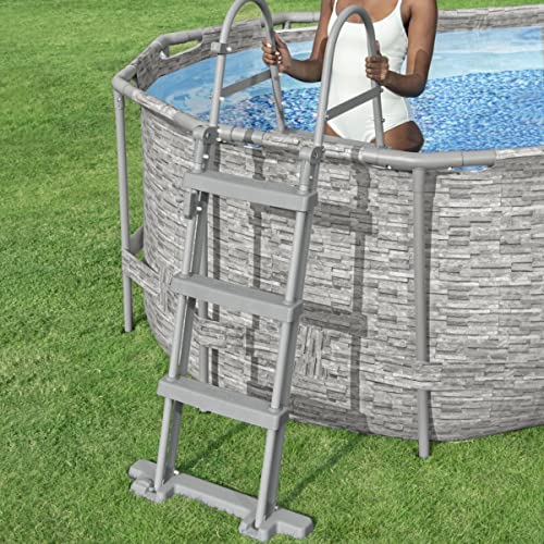 Bestway Escalera de Seguridad para Piscina Flowclear™ 139 x 71 x 106.7 cm, metal, gris.