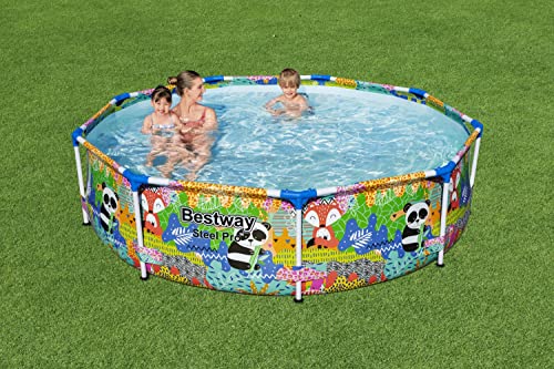 Bestway - Piscina Redonda Animales, Estructura Metalica, Ø274x66cm, Estampado Animal Ideal Niños, 3221 litros