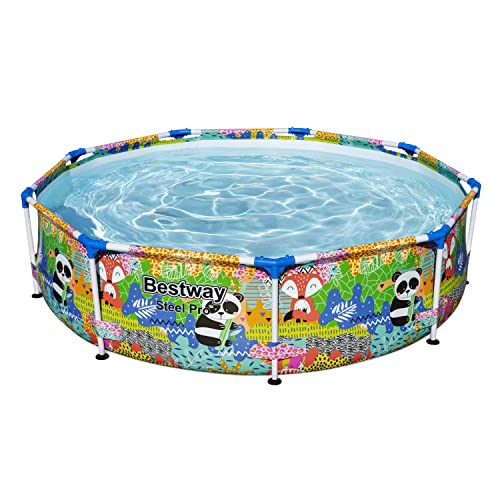 Bestway - Piscina Redonda Animales, Estructura Metalica, Ø274x66cm, Estampado Animal Ideal Niños, 3221 litros