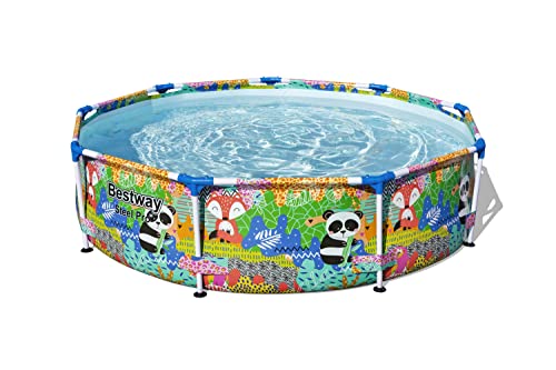 Bestway - Piscina Redonda Animales, Estructura Metalica, Ø274x66cm, Estampado Animal Ideal Niños, 3221 litros