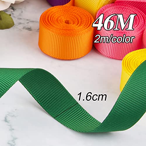 BETESSIN 46m Cintas Grosgrain de 23 Color Cintas Decorativas 16mm Cintas Ribbon Tela para Costura Manualidad Regalos Navidad Cumpleaños Boda Fiesta Embalaje Regalos