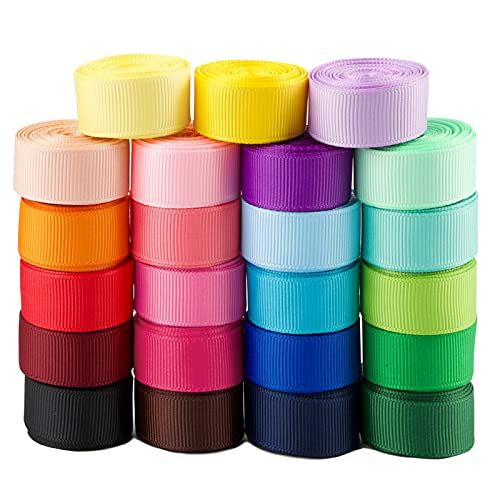 BETESSIN 46m Cintas Grosgrain de 23 Color Cintas Decorativas 16mm Cintas Ribbon Tela para Costura Manualidad Regalos Navidad Cumpleaños Boda Fiesta Embalaje Regalos