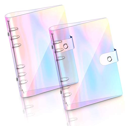 Betinyar 2 piezas A6 Rainbow Soft PVC Notebook Cover Cover Papel Recargable PVC Carpeta Hojas Sueltas Planificador Personal Carpeta (2 Rainbow)