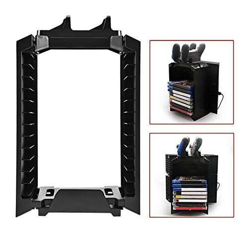 Bewinner Soporte de Almacenamiento para PS4, Soporte de Consola Vertical PS4 Storage Tower Fan Game Disk Rack Holder para PS4 Slim Pro Xbox One