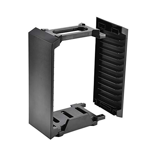 Bewinner Soporte de Almacenamiento para PS4, Soporte de Consola Vertical PS4 Storage Tower Fan Game Disk Rack Holder para PS4 Slim Pro Xbox One