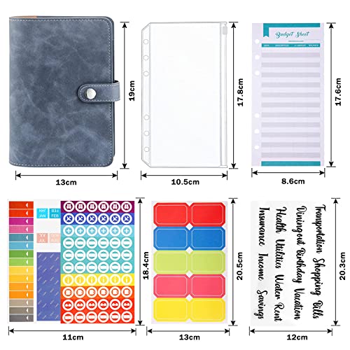 BEYAOBN Carpeta de Cuaderno A6, 36 Piezas Carpeta de presupuesto con sobres de cremallera para Cuaderno Carpeta de 6 Anillas con Clasificador de presupuesto, Bolsillos y Etiqueta Autoadhesiva