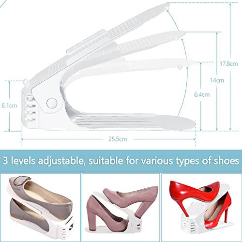 BEYAOBN Organizadores de Zapatos 10Pcs Soporte de Calzado de Altura Ajustable Zapatos Antideslizante de Polipropileno，Zapatos Ahorra Espacio（Blanco）