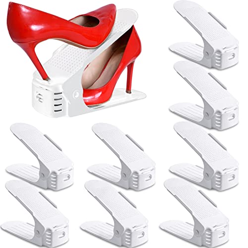 BEYAOBN Organizadores de Zapatos 10Pcs Soporte de Calzado de Altura Ajustable Zapatos Antideslizante de Polipropileno，Zapatos Ahorra Espacio（Blanco）