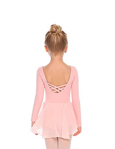 Beyove Ropa de ballet para niña, espalda descubierta, manga larga, vestido de ballet, maillot de ballet, traje de ballet para niños, de algodón, vestido de danza, body de ballet con falda tutú 3-11