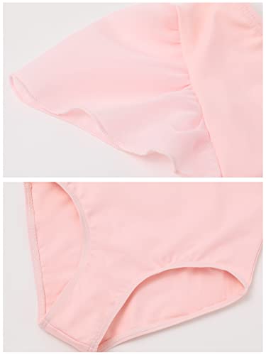 Bezioner Maillot Ballet Niña Maillot de Danza Leotardo Gimnasia Manga de Soplo para 3-12 Años Rosa 110