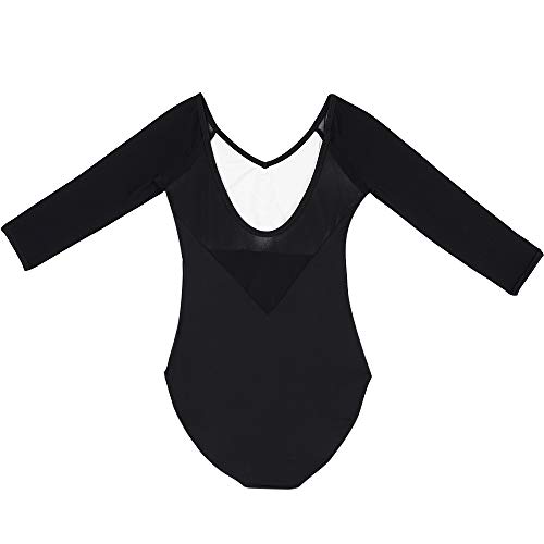 Bezioner Maillot de Danza Gimnasia Leotardo Clásico Ballet Vestido para Niñas Mujer Negro,XXL=165-170 cm