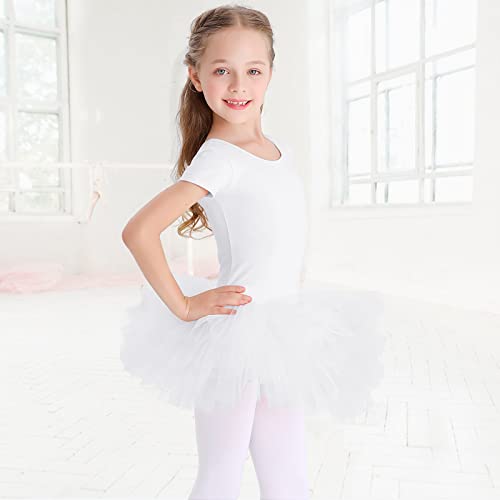 Bezioner Maillot de Danza Tutú Vestido de Ballet Gimnasia Leotardo Algodón Body Clásico Manga Corta para Niña Negro 120