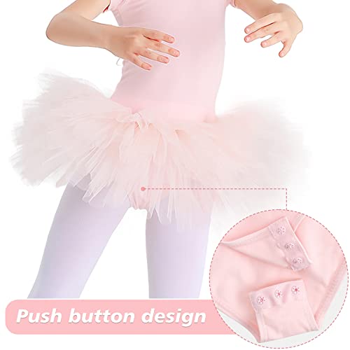 Bezioner Maillot de Danza Tutú Vestido de Ballet Gimnasia Leotardo Algodón Body Clásico para Niña Rosa (Entrepierna con botón) 100