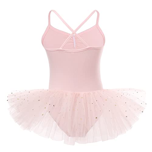 Bezioner Maillot de Danza Tutú Vestido de Ballet sin Mangas Gimnasia Leotardos Algodón Body Clásico para Niñas Rosa 110