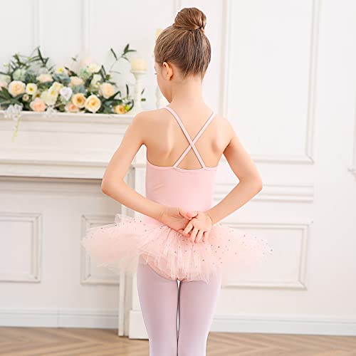 Bezioner Maillot de Danza Tutú Vestido de Ballet sin Mangas Gimnasia Leotardos Algodón Body Clásico para Niñas Rosa 120