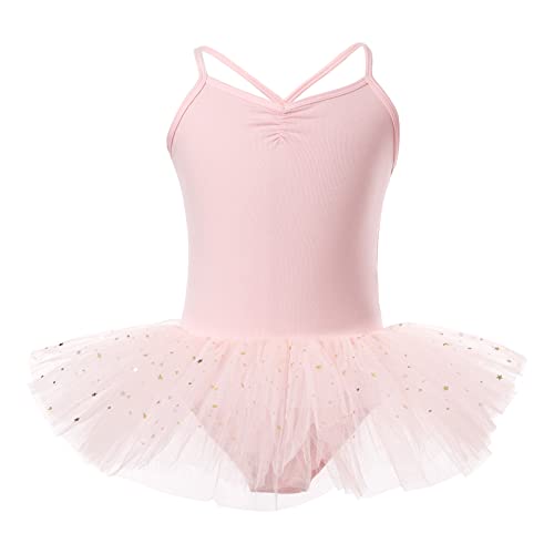 Bezioner Maillot de Danza Tutú Vestido de Ballet sin Mangas Gimnasia Leotardos Algodón Body Clásico para Niñas Rosa 120