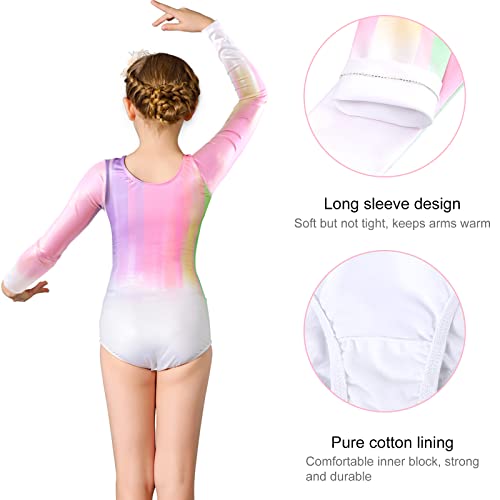 Bezioner Maillot de Gimnasia Leotardos de Danza Body Ballet Clásico Manga larga para Niña Rosa 110-120 cm 4-6 Años