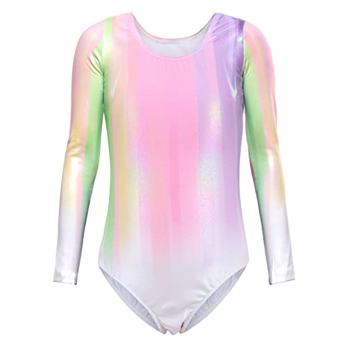 Bezioner Maillot de Gimnasia Leotardos de Danza Body Ballet Clásico Manga larga para Niña Rosa 110-120 cm 4-6 Años