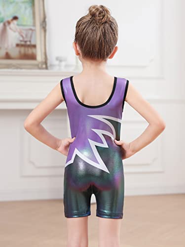 Bezioner Maillot de Gimnasia para Niña Leotardo de Danza Monos Ballet Sin Mangas para 3-14 Años Morado 120