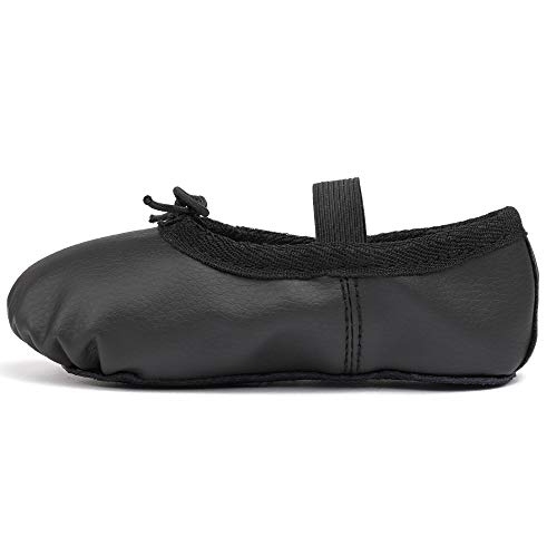 Bezioner Zapatillas de Danza Cuero Zapatos de Ballet y Gimnasia Baile para Niña y Mujer Negro 24