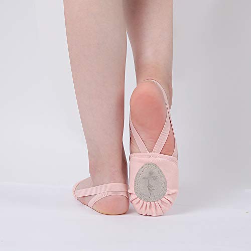 Bezioner Zapatillas de Danza Zapatos Media Punta de Ballet y Gimnasia para Mujer y Niña Rosa X-Small