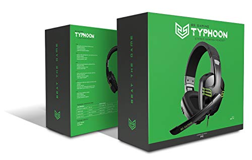 BG Typhoon - Auriculares para gaming, Negro, Verde