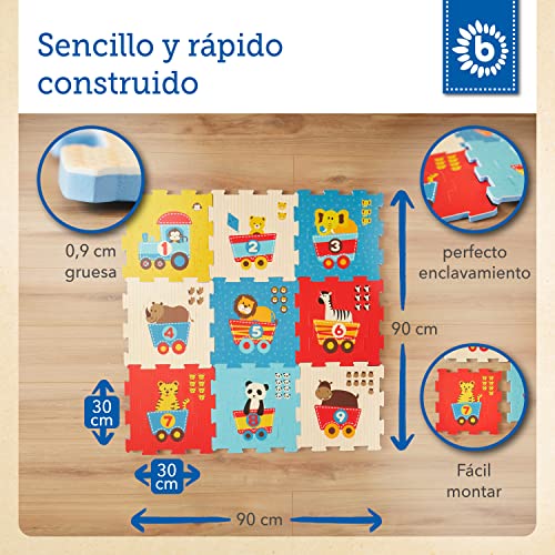 Bieco Alfombra Puzzle Bebe | 19 Piezas Puzzle Suelo Bebe | Alfombra Bebe Puzzle | Puzzle Alfombra para Suelo Niños Parque Infantil Piezas Suelo Acolchado Bebe Suelo para Bebes Acolchado Suelo Puzzle