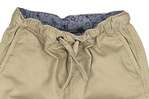 Bienzoe Niño Elástico Cintura Algodón Pantalones Cortos Caqui 14