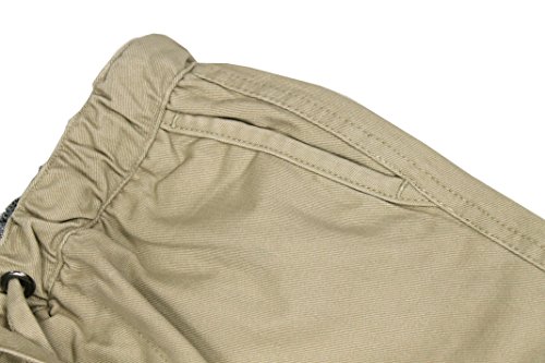 Bienzoe Niño Elástico Cintura Algodón Pantalones Cortos Caqui 14