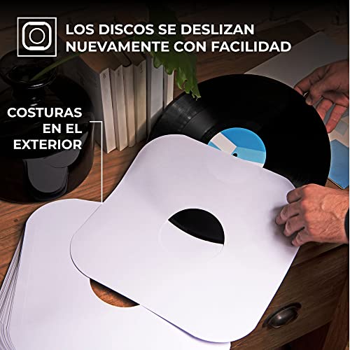 BIG FUDGE Fundas Interiores para Discos de Vinilo - 30cm x 50 uds. - Fundas de Papel de Alto Gramaje y sin Ácido para Vinilos - Funda Protectora Antiestática para LP y Sencillos