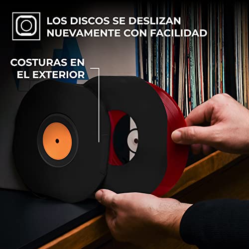 BIG FUDGE Fundas Interiores para Discos de Vinilo - 7 Pulgadas x 50 uds. - Edición Especial Negra Pesada y sin Ácido - Funda Delgada Antiestática para Vinilos LP y Singles