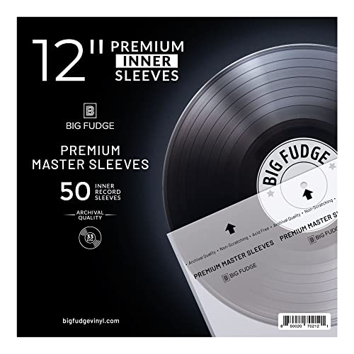 BIG FUDGE Premium Master Fundas Interiores Discos de Vinilo - 30cm x 50 uds. - Fundas de Papel de Arroz Antiestático para Archivar - Funda Vinilos Transparente de 3 Capas para LP