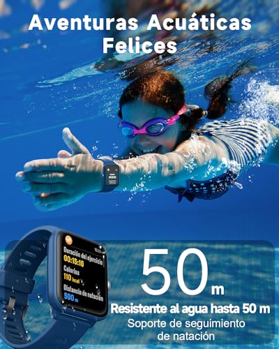 BIGGERFIVE Pulsera Actividad Niños Niñas 3 a 14 años, Reloj Inteligente con Podómetro, Frecuencia cardíaca, Resistente al Agua 5 ATM, Monitor de Sueño, Despertador, Juegos de Rompecabezas