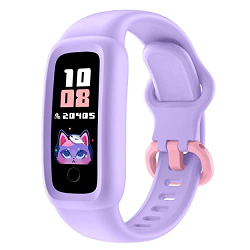 BIGGERFIVE Vigor 2 Pulsera Actividad Reloj Inteligente para Niños Niñas 5-12 Años, Impermeable IP68 Reloj Deportivo Digital con Podometro Cuenta Pasos Pulsómetros Monitor de Sueño Contador de Caloría