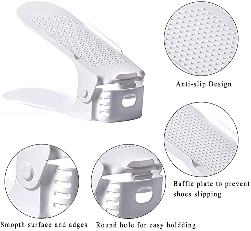 BIGLUFU Organizadores Zapatos, Soporte de Calzado de Altura Ajustable, Zapatero Simple, Ordenar Zapatos Dentro Armario, Adecuada para Mujeres y Hombres, Ahorra Espacio (Set de 20pcs)